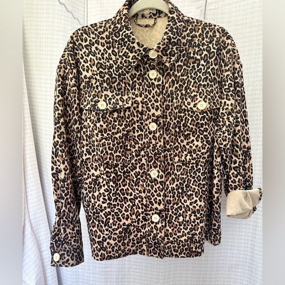 Leopard print corduroy lightweight jacket - Picture 1 of 3